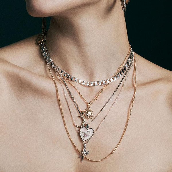 Gold and silver necklaces together deals