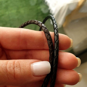 Braided Black Leather Bracelet for Men