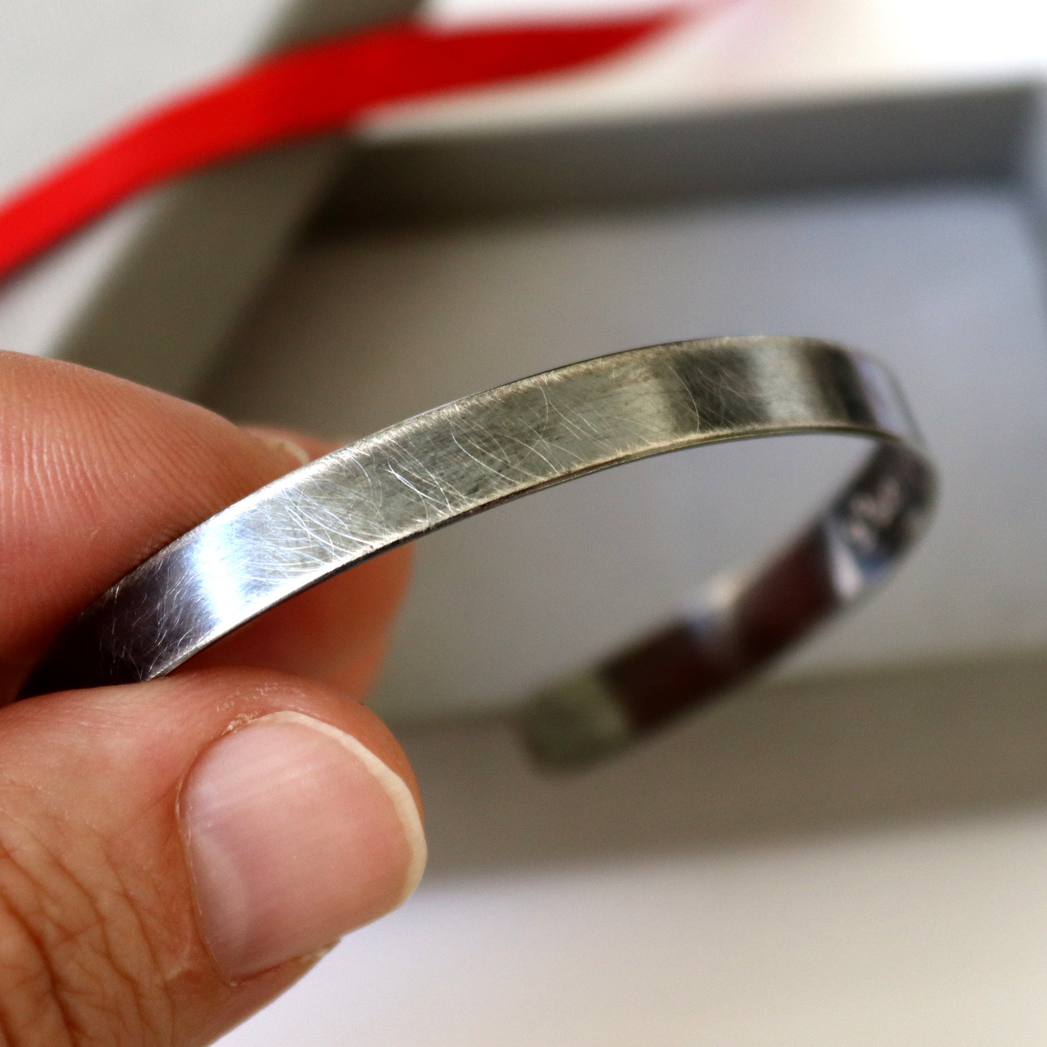 Rough Brushed Dark Silver Cuff Bracelet for Men Personalized / Hidden engraved