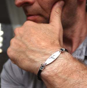 Personalised Handwriting Men's Bracelet - Designer Leather Bracelet