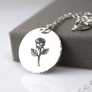 Silver Flower pendant necklace - personalized