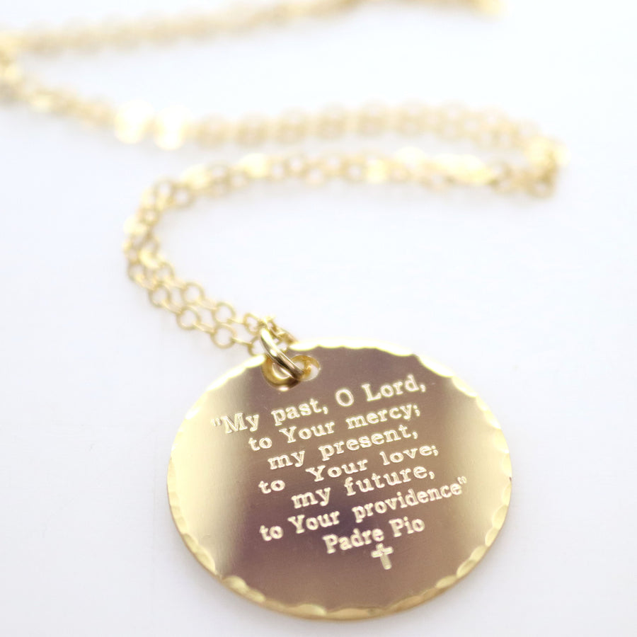 long text engraved round pendant