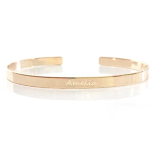 name engraved gold cuff bracelet for women , for girl