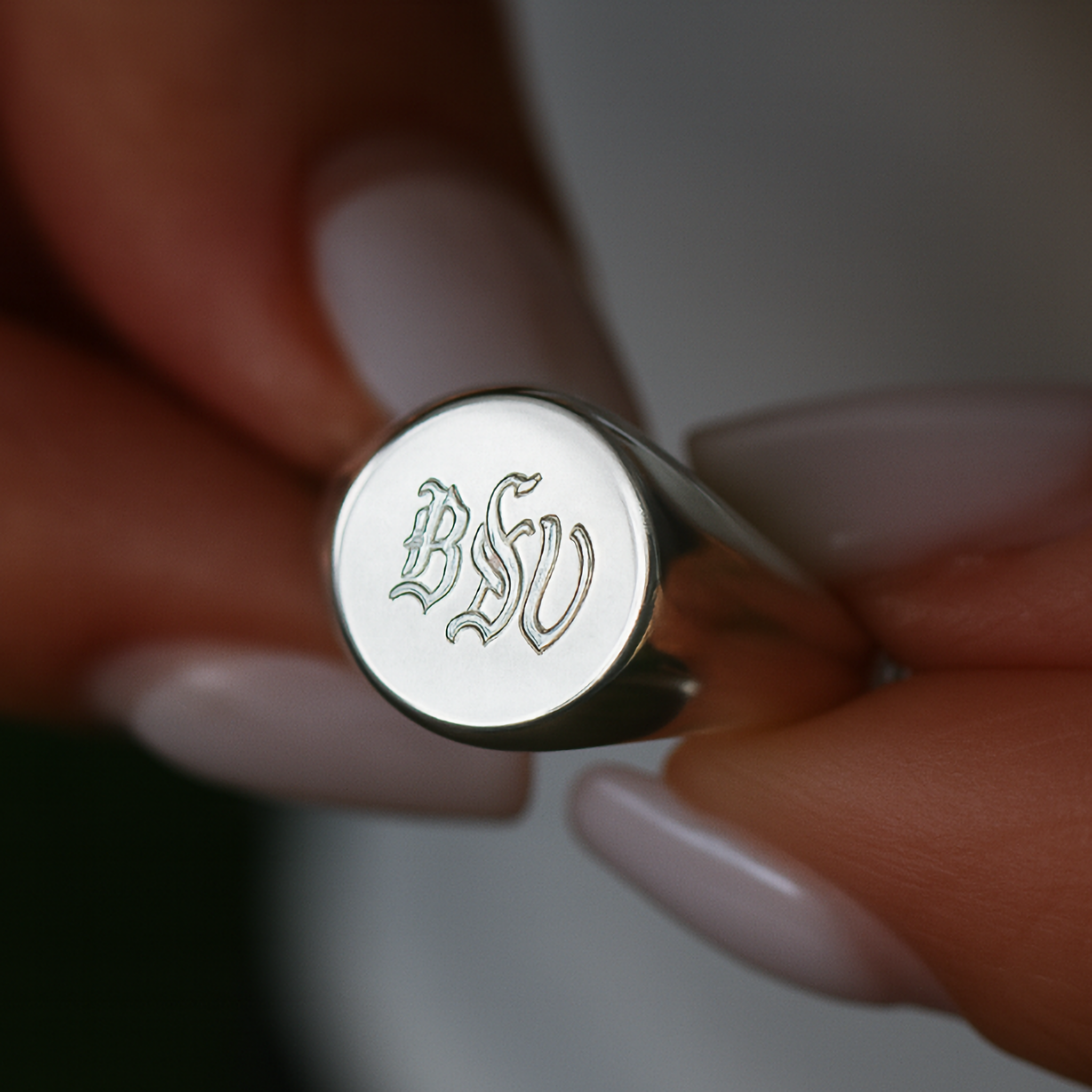Personalized Circle Ring - Round Sterling Silver Signet for Her or Him