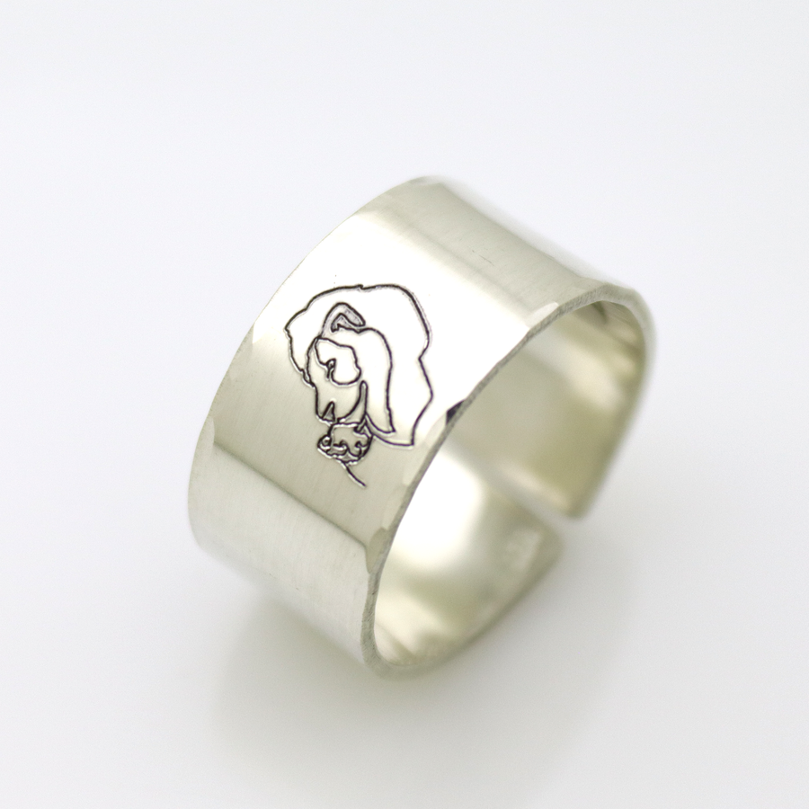 sterling silver animals engraved ring