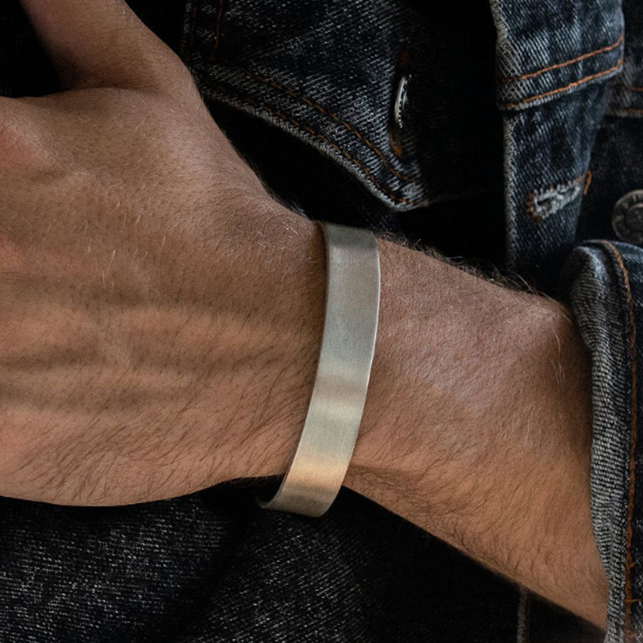 wide silver matte cuff bracelet