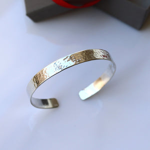 Stacking Cuff silver bracelet textured