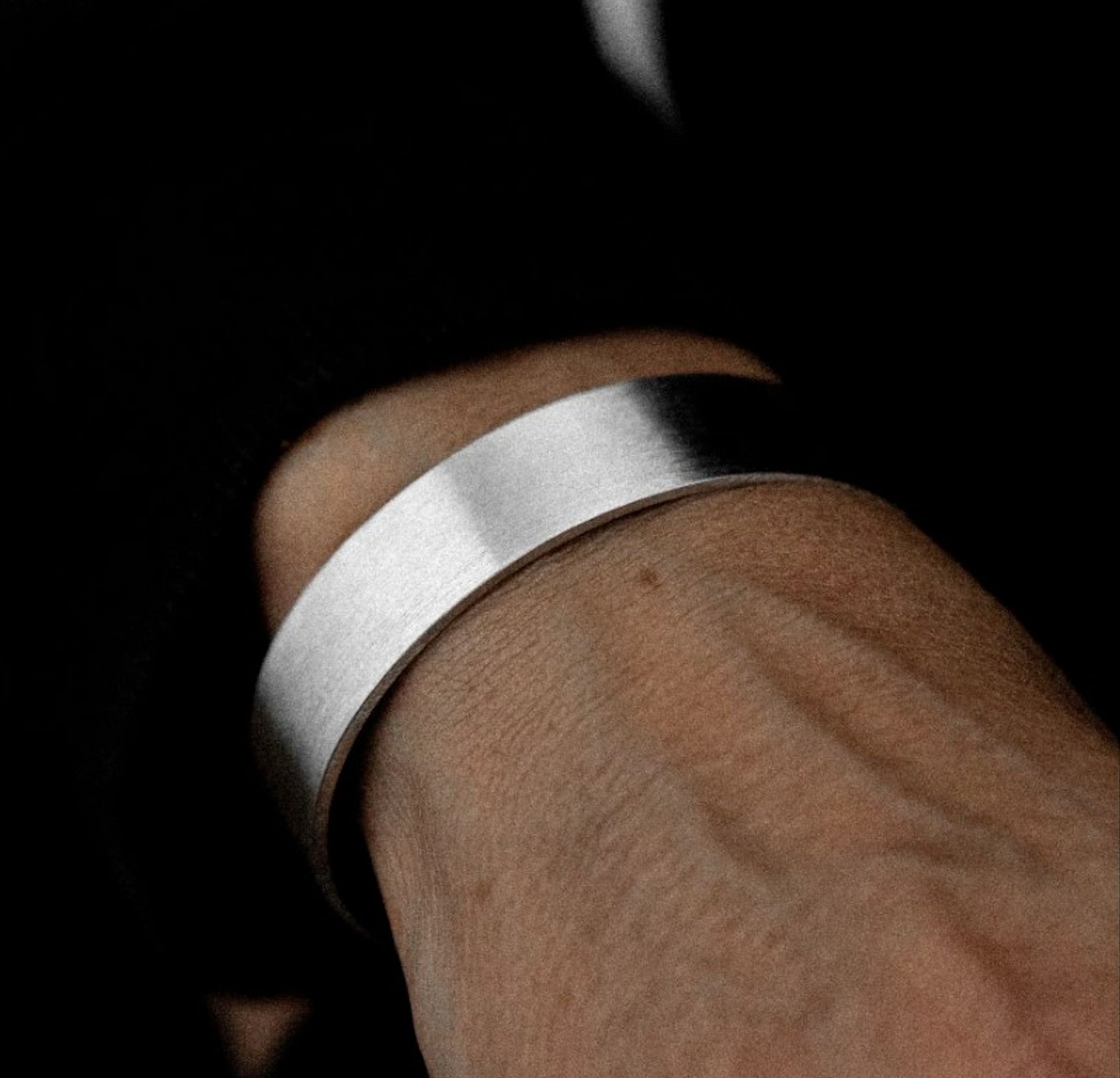 wide silver matte cuff bracelet