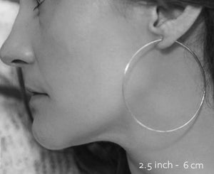 2.5 inch hoop earrings in Sterling silver 