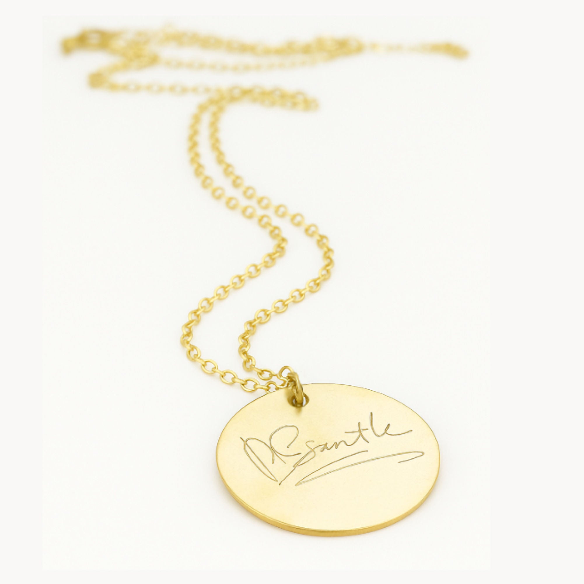 handwriting engraved round pendant