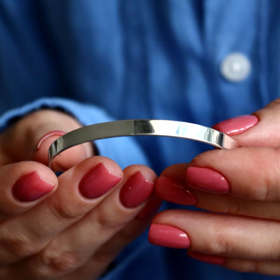 polished silver cuff bracelet