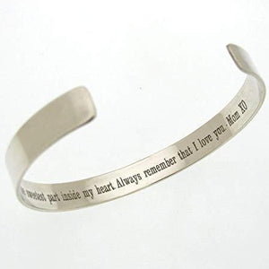  Mother son bracelet - Sterling Silver Cuff bracelet - secret message engraved