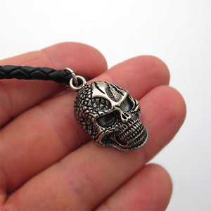 Leather Necklace with Skull Pendant