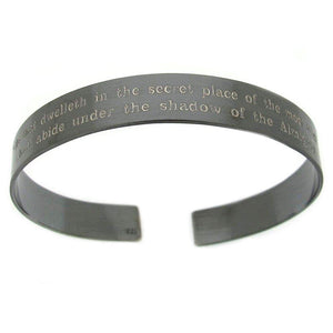 Black cuff bracelet with custom engraving