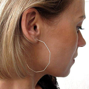 fashion earrings, polygon earrings in Sterling Silver - geometric hoops earrings