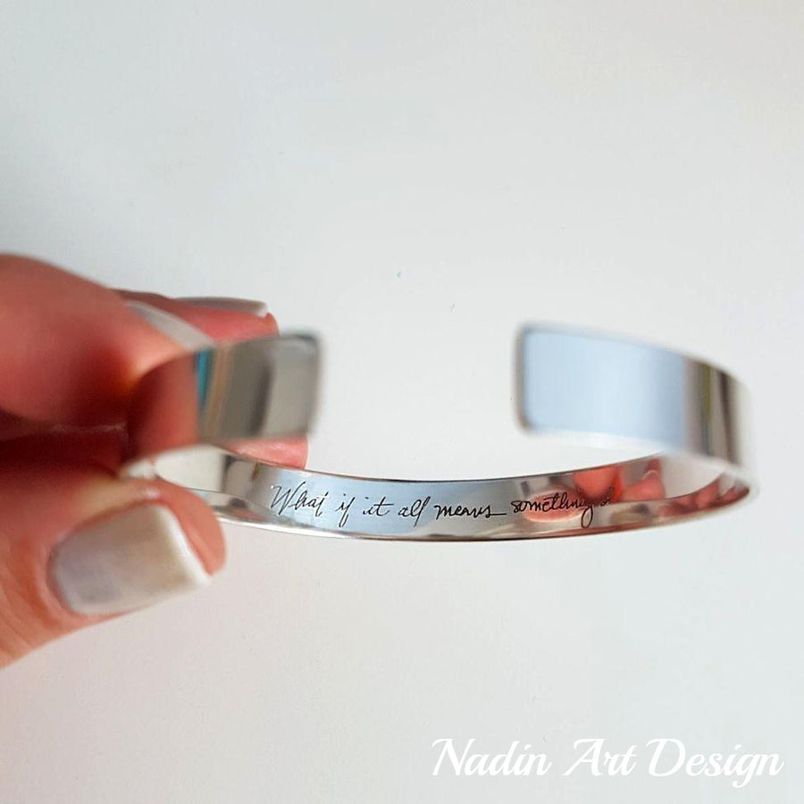 Personalized Signature Bracelet - handwriting cuff bracelet - hidden text cuff - sterling silver cuff with secret message