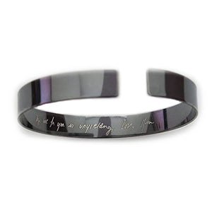 Actual Handwriting cuff bracelet - Black Sterling Silver cuff - Personalzied Mens Bracelet
