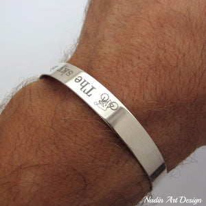Silver Cuff Custom engraved for men gift
