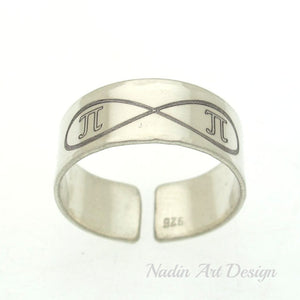 Infinity initials silver band ring