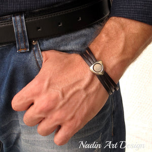 Initials Leather Bracelet for Men