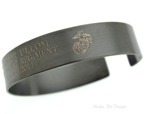 Personalized Military Bracelet - USMC Emblem Cuff