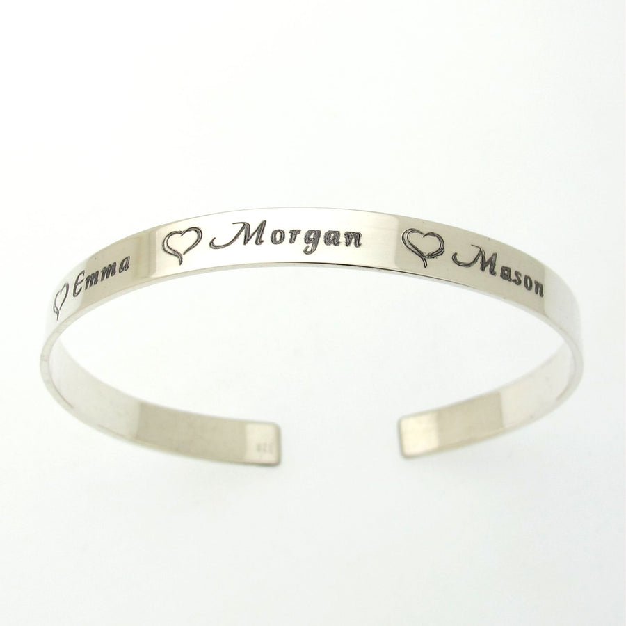 Personalized bracelet with kids names -  Mom Silver bracelet