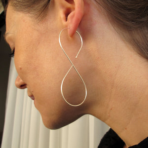 infinity hoop earrings - unique hoops - modern earrings in Sterling Silver