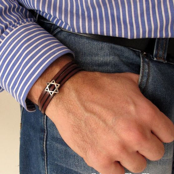 Star of David Cords bracelet for men - Jewish gift idea - Jewish Jewelry for men