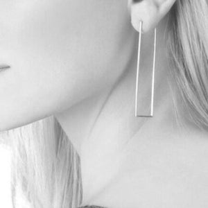 2 inch Rectangle Hoop Earrings - Minimalist design