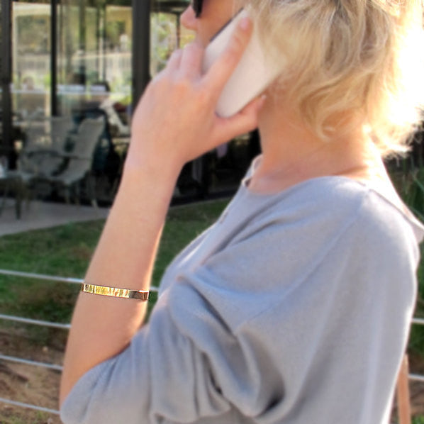 Personalized Gold Bracelet - Message engraved Cuff