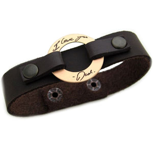 Leather Handwriting Bracelet for Men - I love you dad bracelet