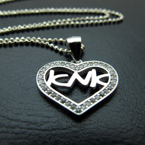 Mom in Hebrew Heart Pendant Necklace
