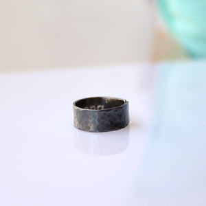 Faceted oxidized sterling silver ring for men