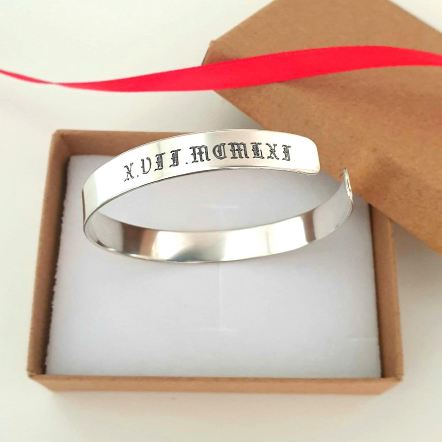 Anniversary Gift For Husband - Sterling Silver Cuff Bracelet  for men