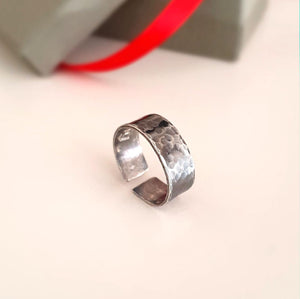 Hammered Black Ring for Men - Promise Ring
