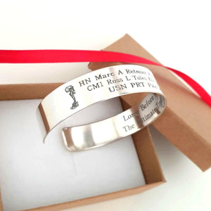 Memorial battlefield cross bracelet - Kia Cuff bracelet in Sterling Silver