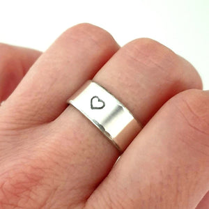 minimalist hear engraved ring with hidden message