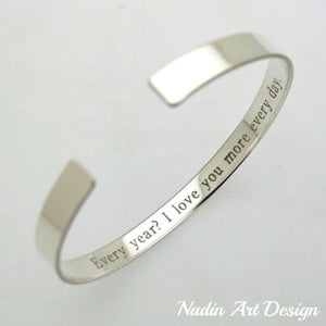 Engraved sterling silver cuff