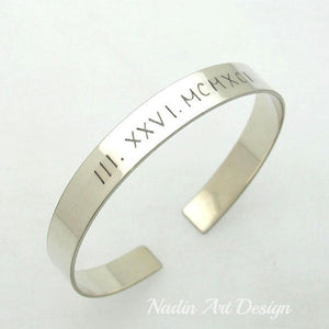 Roman numeral silver bracelet
