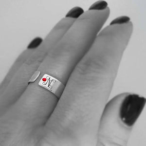 Personalized Silver Ring - 2 Initials Band Ring
