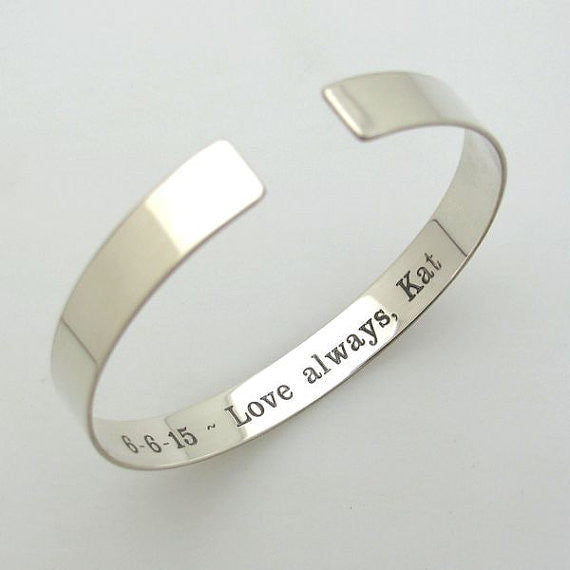 Engraved silver cuff