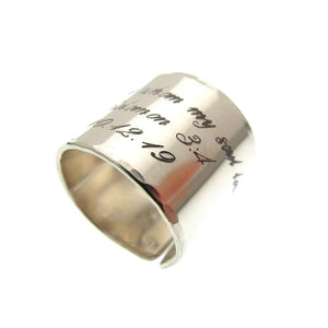 Custom Engraved Silver Wide Ring