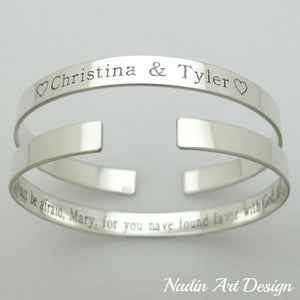 Thin silver bracelet with quote