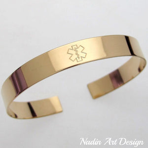 Both sides engraved gold cuff bracelet