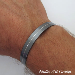 Line metal black bracelet - Mens Bracelet