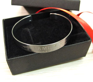 black mens cuff bracelet with engraving