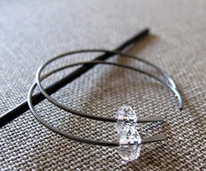 Quartz Crystals Sterling Silver Hoop Earrings