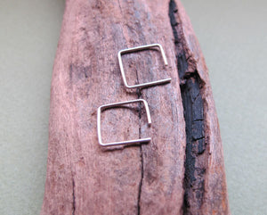 Square Hoops - Sterling Silver Square Earrings
