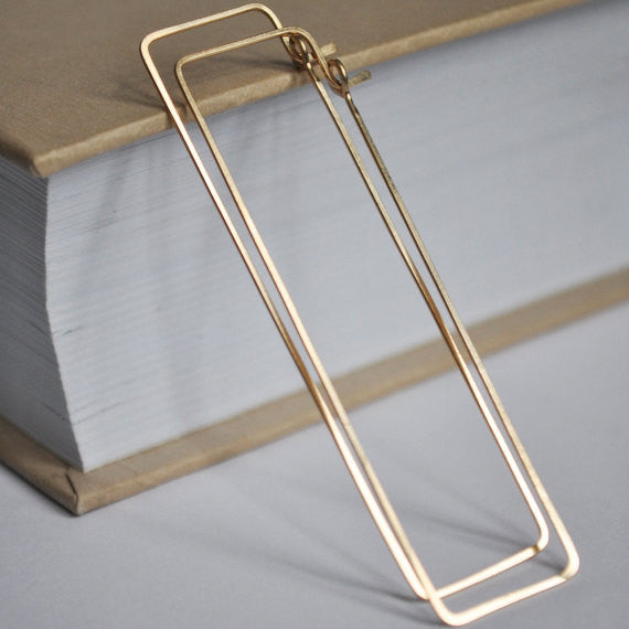 Long rectangular gold hoops