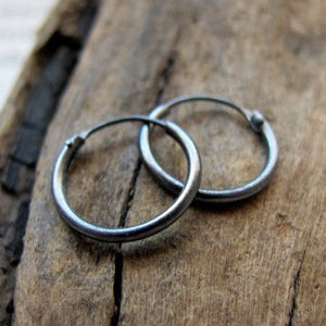 rustic earrings for men - black hoops